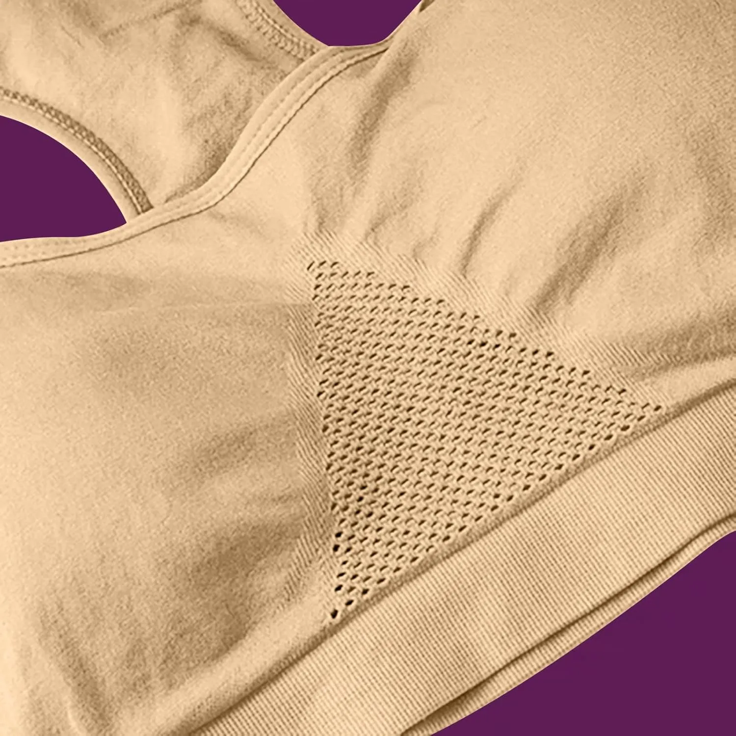 Women's Seamless Sports Bra with Mesh Stretchy Racerback Lightweight Breathable Comfortable Activewear Yoga Bralette