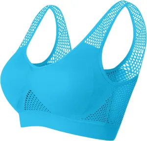 Women's Sports Bra with Mesh Comfort Supportive Exercise Stretchy Breathable Activewear Lightweight Sports Bralette
