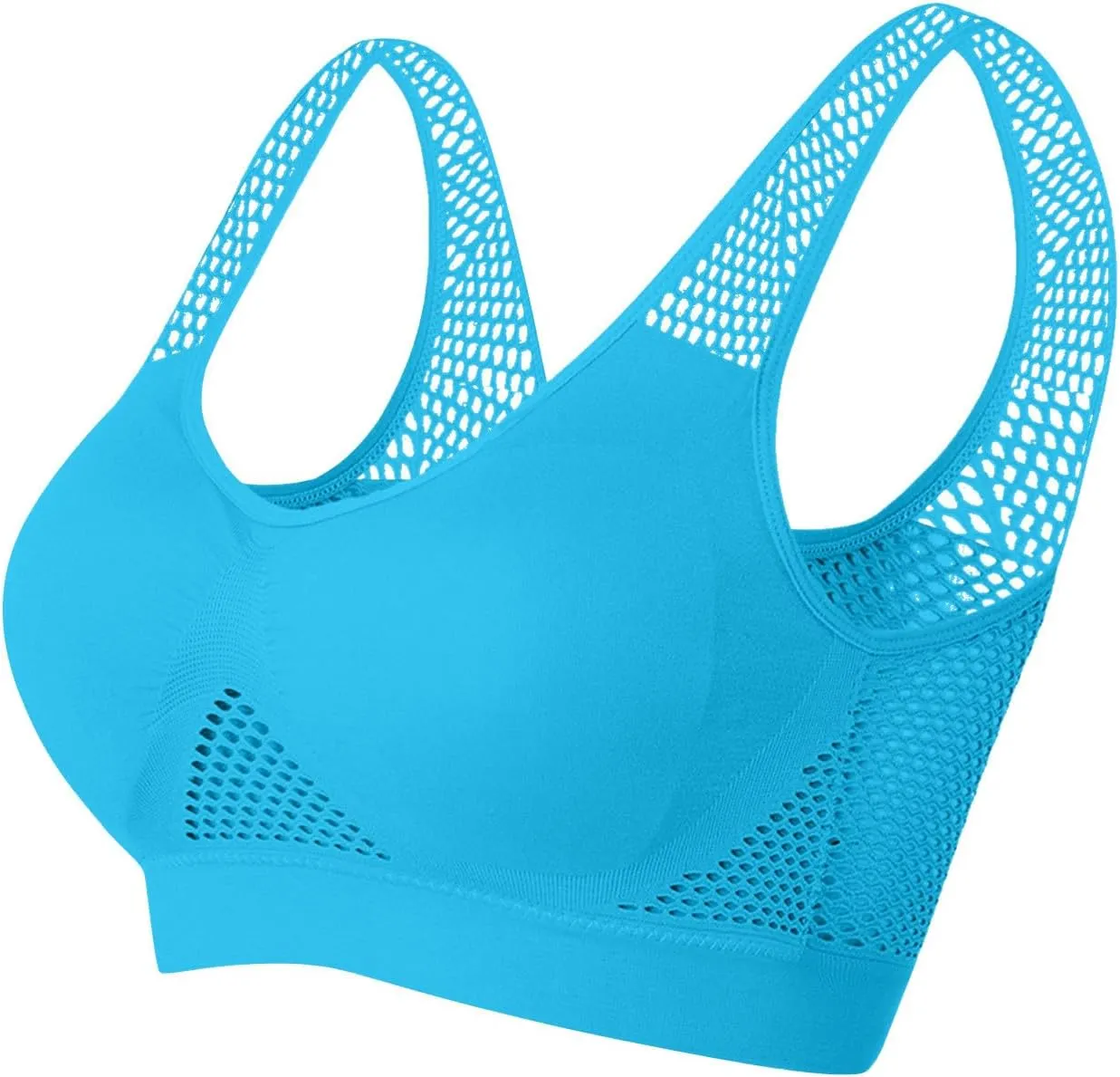 Women's Sports Bra with Mesh Comfort Supportive Exercise Stretchy Breathable Activewear Lightweight Sports Bralette