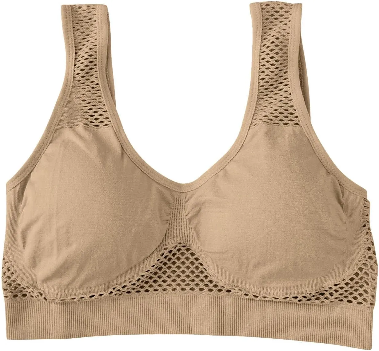 Women's Sports Bra with Mesh Comfort Supportive Exercise Stretchy Breathable Activewear Lightweight Sports Bralette