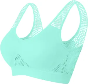 Women's Sports Bra with Mesh Comfort Supportive Exercise Stretchy Breathable Activewear Lightweight Sports Bralette
