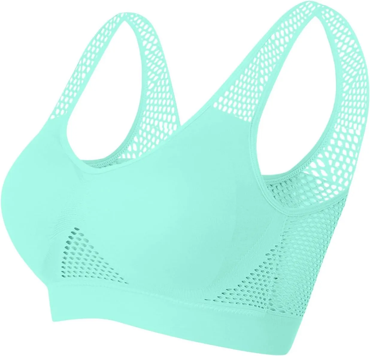 Women's Sports Bra with Mesh Comfort Supportive Exercise Stretchy Breathable Activewear Lightweight Sports Bralette