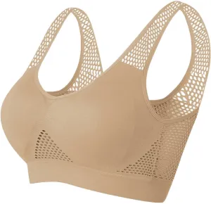 Women's Sports Bra with Mesh Comfort Supportive Exercise Stretchy Breathable Activewear Lightweight Sports Bralette