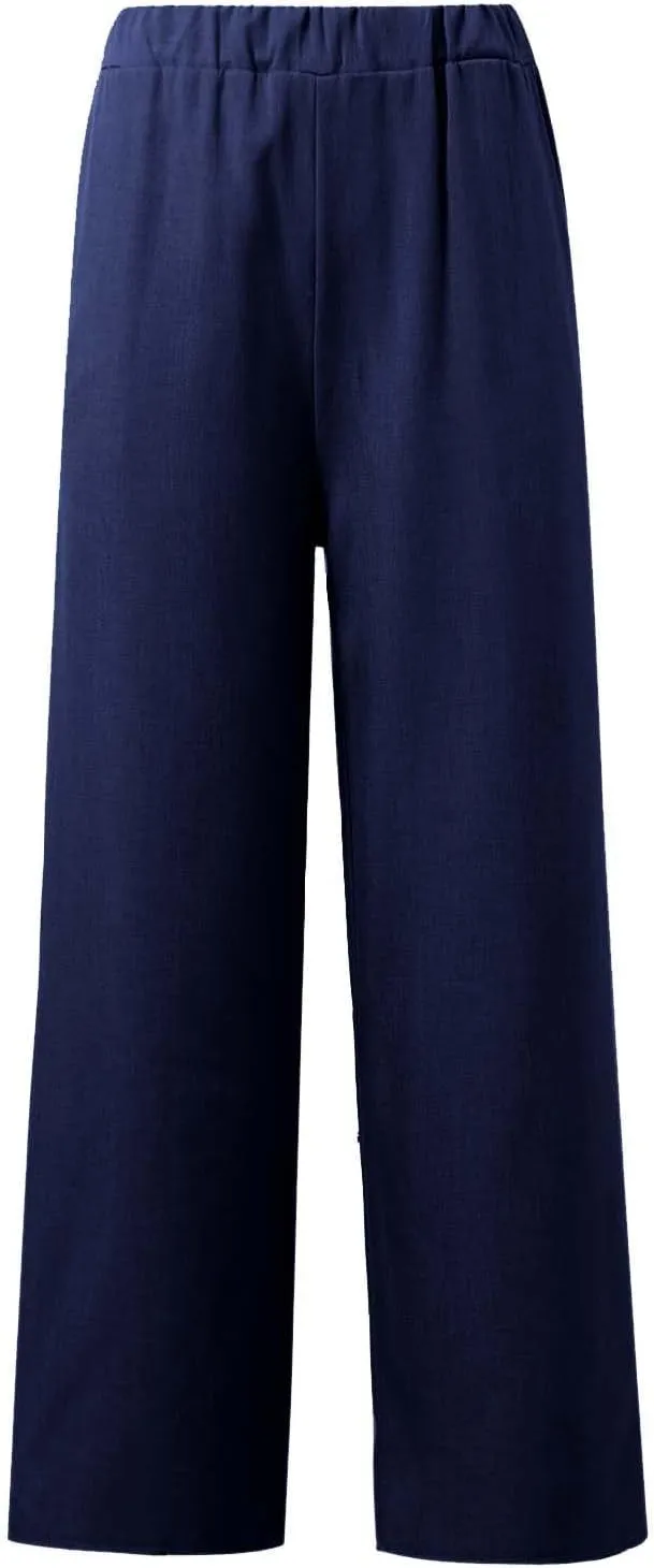 Women's Summer Two Piece Outfits Crew Neck Sleeveless Vest and Elastic Waist Pants Suit Cotton Linen Matching Sets