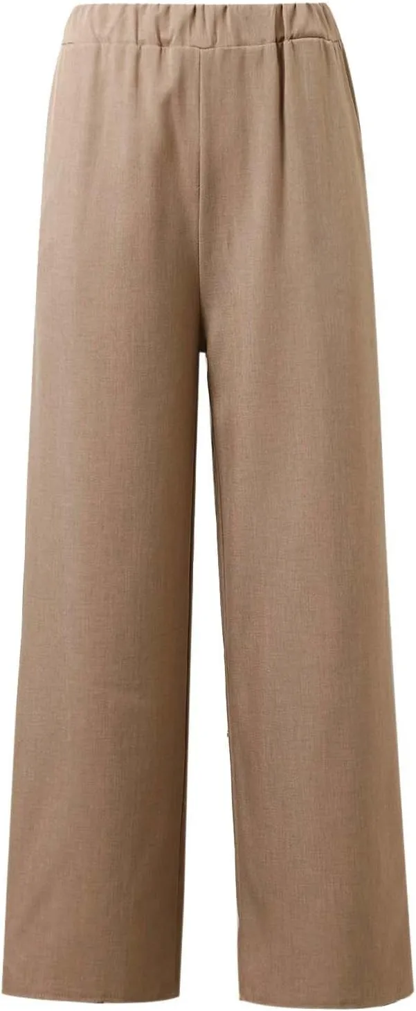 Women's Summer Two Piece Outfits Crew Neck Sleeveless Vest and Elastic Waist Pants Suit Cotton Linen Matching Sets
