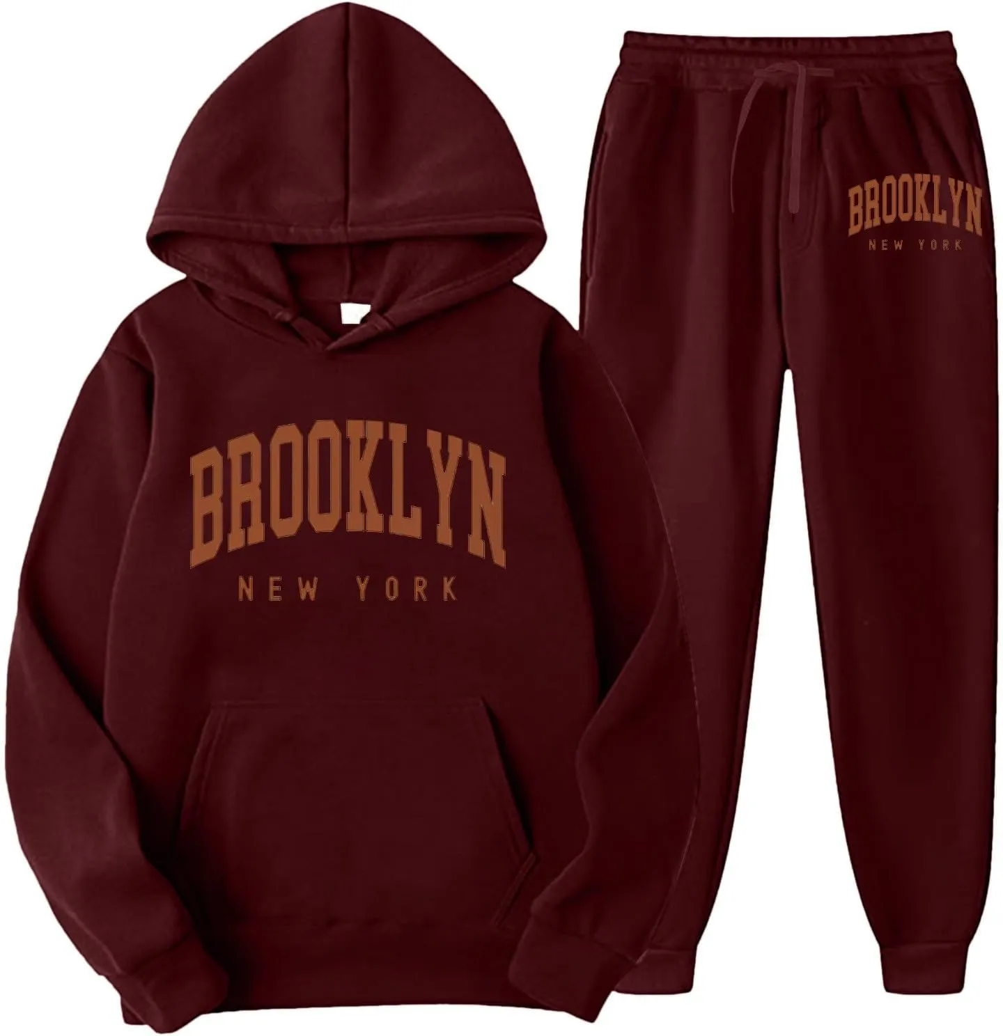 Womens Sweatshirt Sets 2 Piece Brooklyn Letter Print Hooded Sweatsuit Fashion Casual Sweaters Sweatshirt Sweatpants