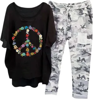 Womens Two Piece Sets Fashion Floral Printed Half Sleeve Tops Vintage Printed Pants Summer Cotton Linen Outfits