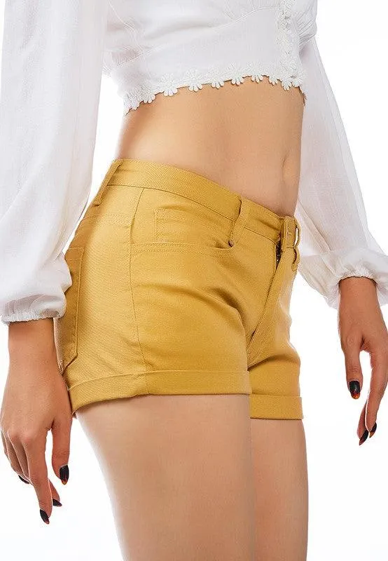 Womens Upturned Hem Shorts 4 Colors