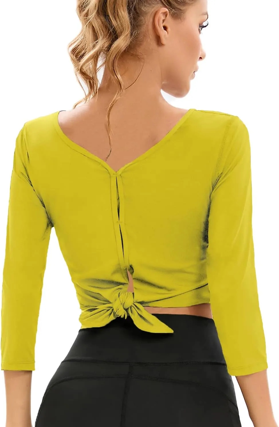 Womens Workout Shirts Athletic Running Tops 3/4 Sleeve Yoga Shirts Workout Tops for Women Breathable Athletic Top