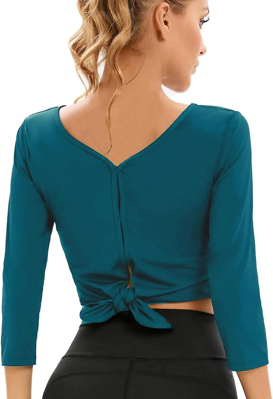 Womens Workout Shirts Athletic Running Tops 3/4 Sleeve Yoga Shirts Workout Tops for Women Breathable Athletic Top