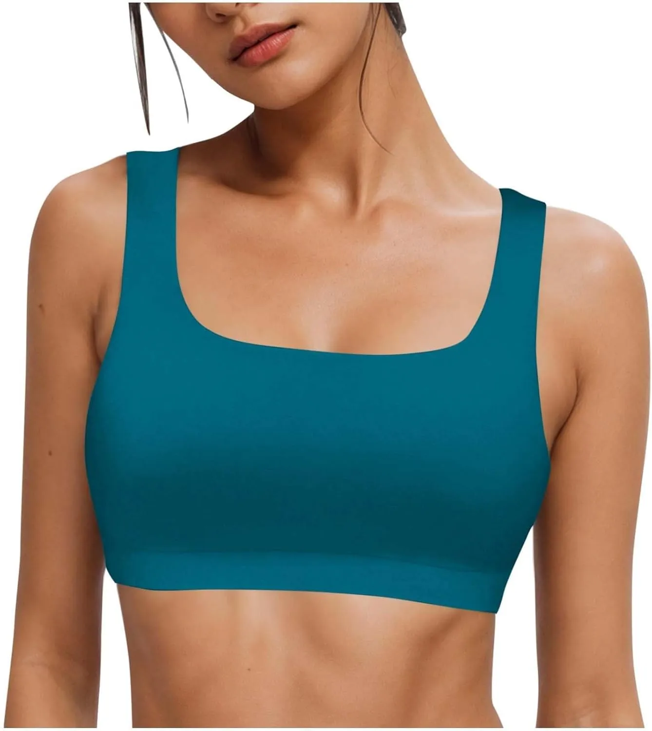 Womens Workout Sports Bras Comfy Athletic Gym Activewear Seamless Bra Stretchy U Back Scoop Neck Yoga Underwear