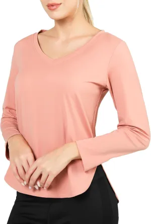 Women's Workout Tops Athletic Running Hiking Yoga Shirts V Neck Quick Dry Moisture Wicking Lightweight Breathable Activewear