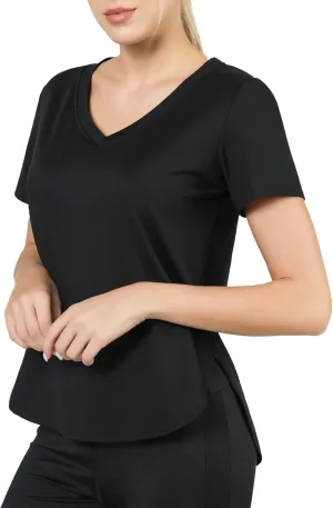 Women's Workout Tops Athletic Running Hiking Yoga Shirts V Neck Quick Dry Moisture Wicking Lightweight Breathable Activewear