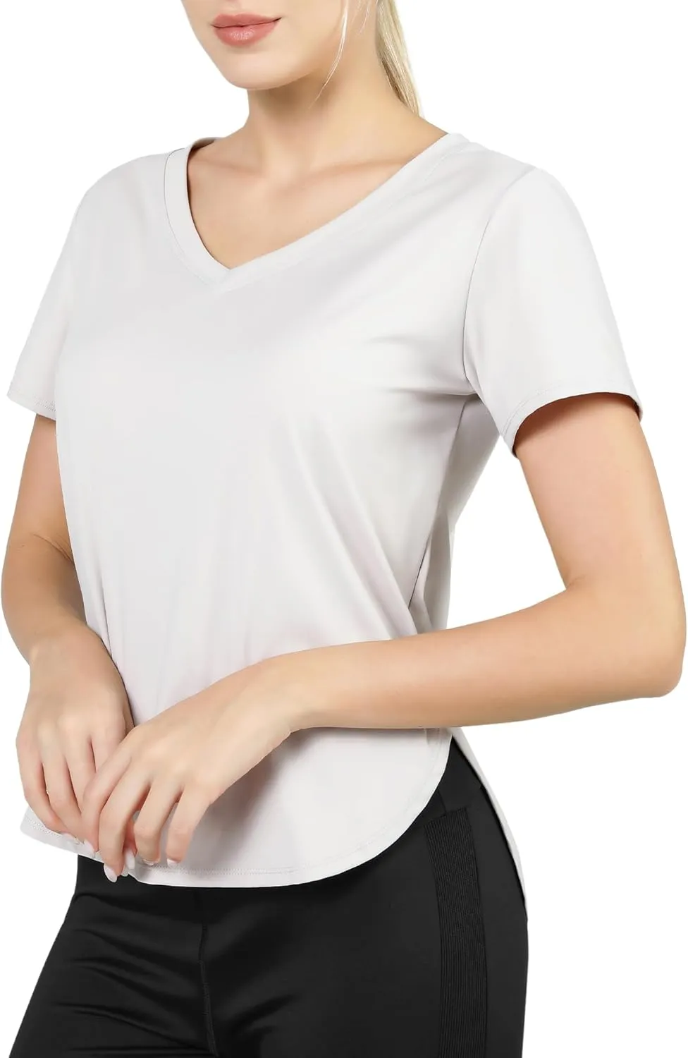 Women's Workout Tops Athletic Running Hiking Yoga Shirts V Neck Quick Dry Moisture Wicking Lightweight Breathable Activewear