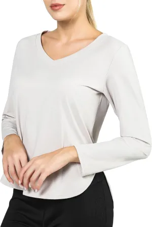 Women's Workout Tops Athletic Running Hiking Yoga Shirts V Neck Quick Dry Moisture Wicking Lightweight Breathable Activewear