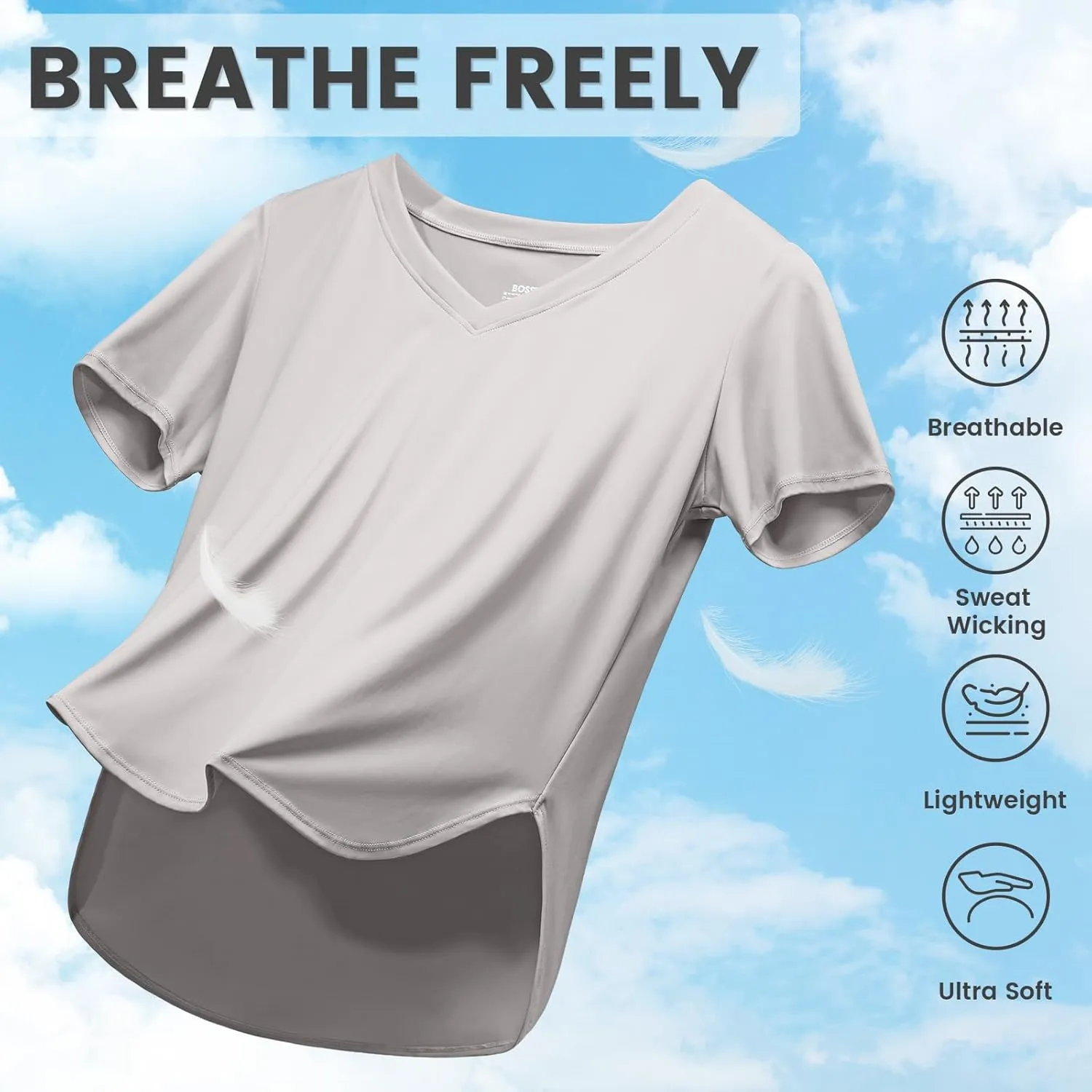 Women's Workout Tops Athletic Running Hiking Yoga Shirts V Neck Quick Dry Moisture Wicking Lightweight Breathable Activewear