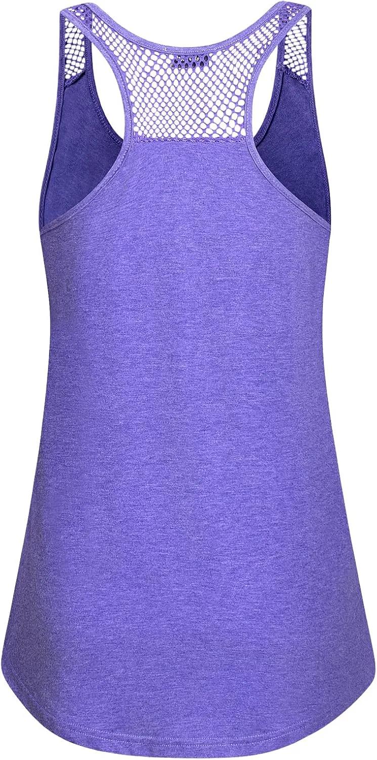 Womens Yoga Tops Activewear Workout Clothes Open Back Fitness Sleeveless Tank Tops