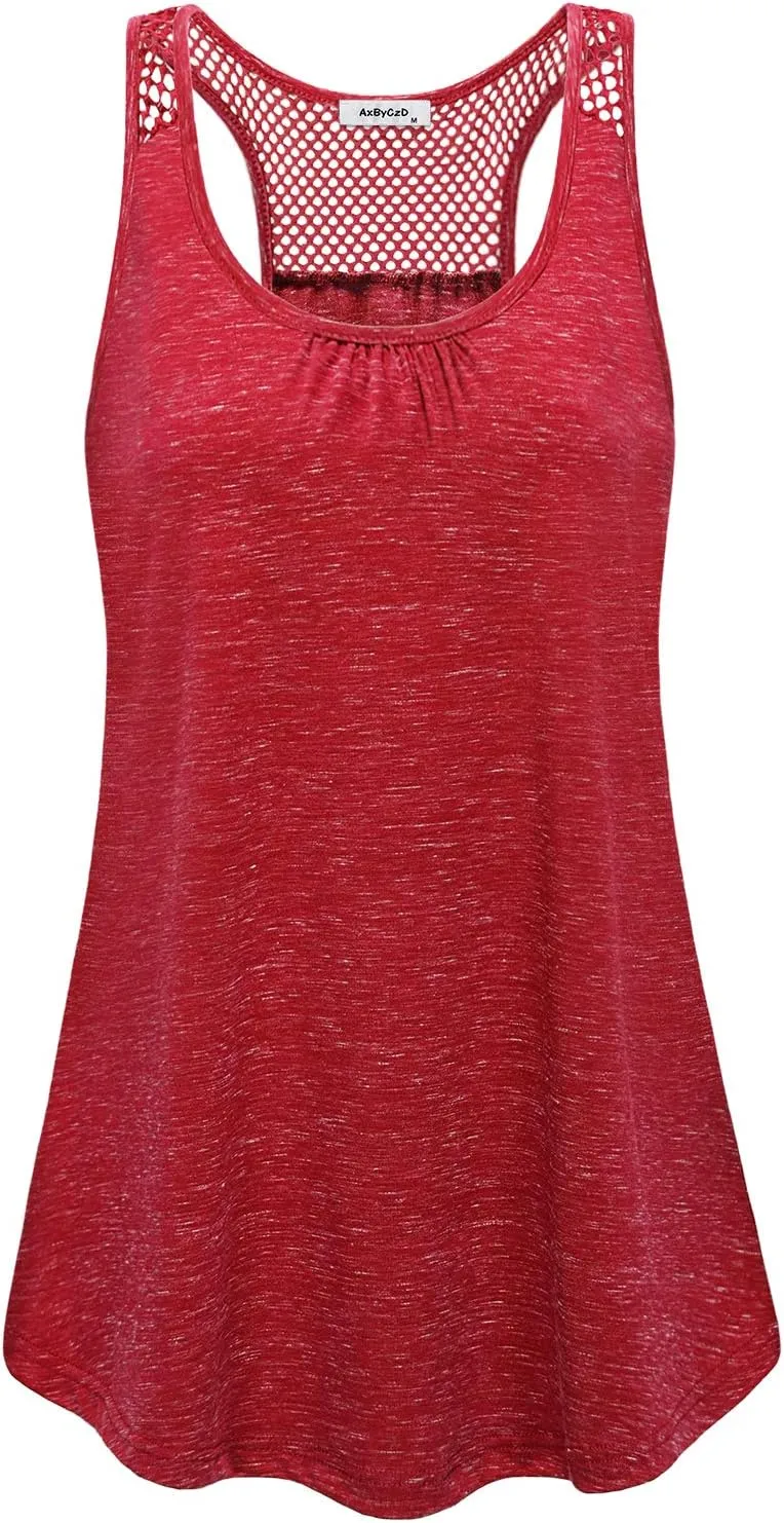 Womens Yoga Tops Activewear Workout Clothes Open Back Fitness Sleeveless Tank Tops