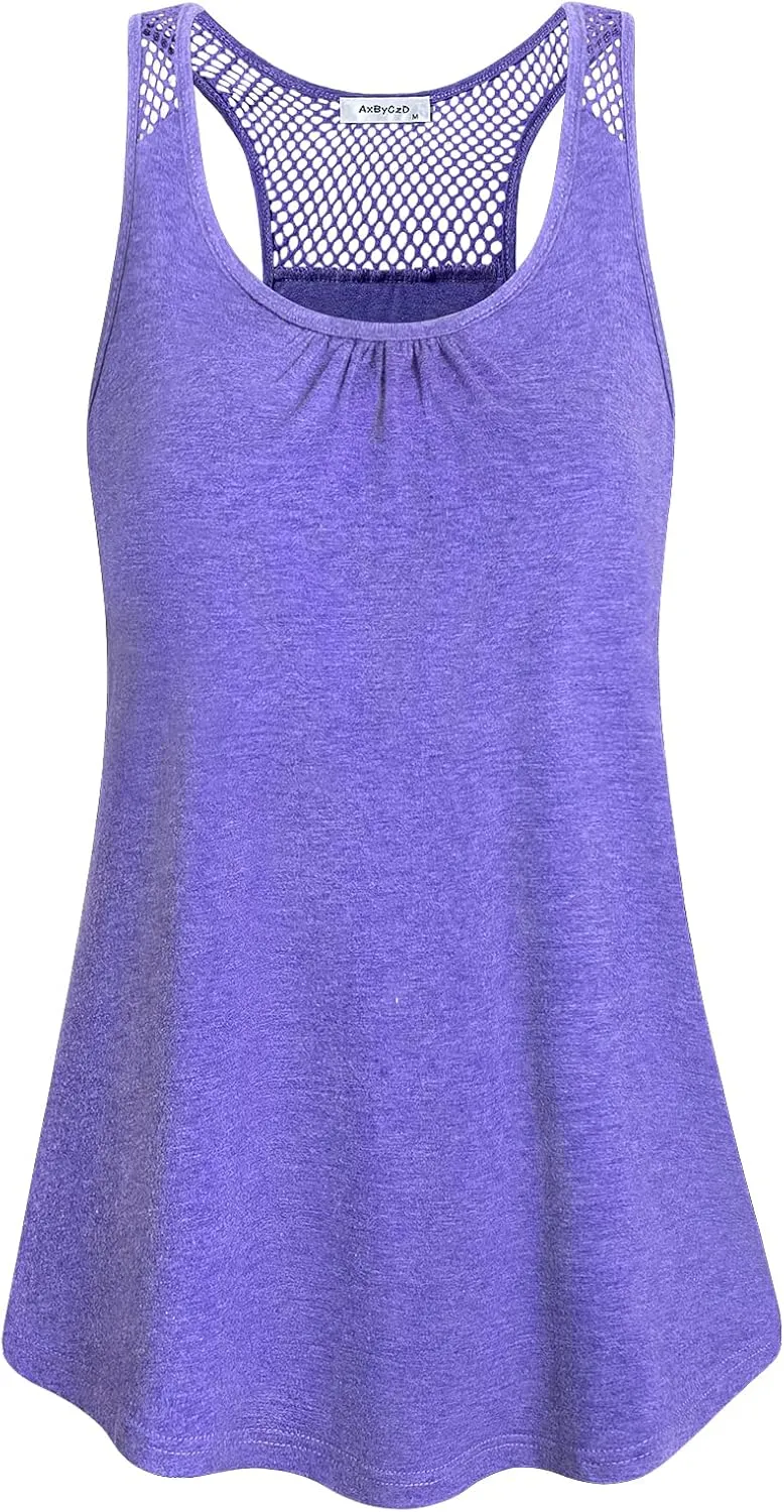 Womens Yoga Tops Activewear Workout Clothes Open Back Fitness Sleeveless Tank Tops