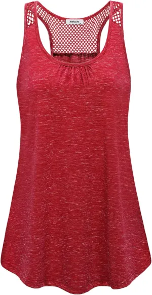 Womens Yoga Tops Activewear Workout Clothes Open Back Fitness Sleeveless Tank Tops