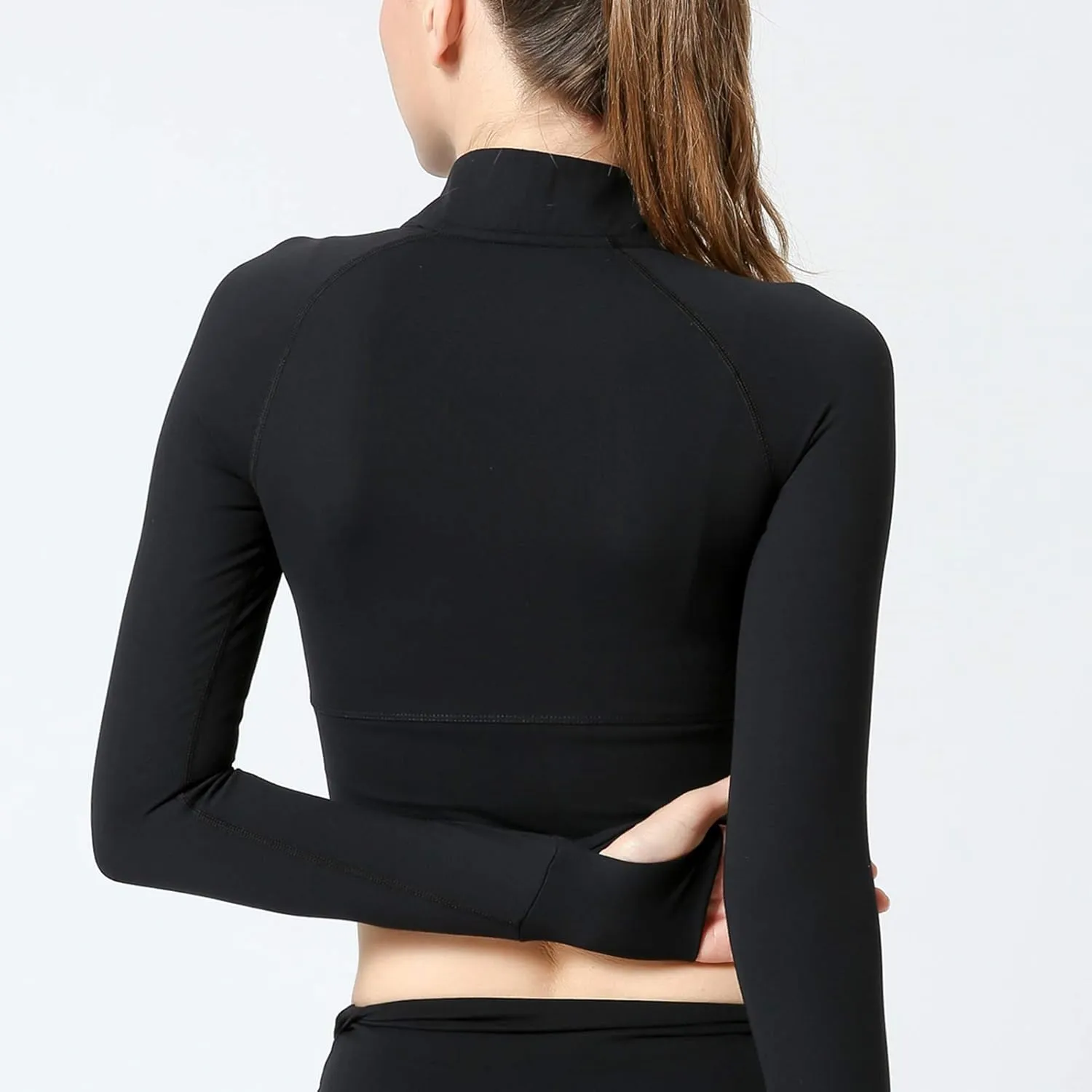 Women's Zip Up Lightweight Workout Athletic Crop Jacket Running Sports Yoga Cropped Top Seamless Fitted Activewear
