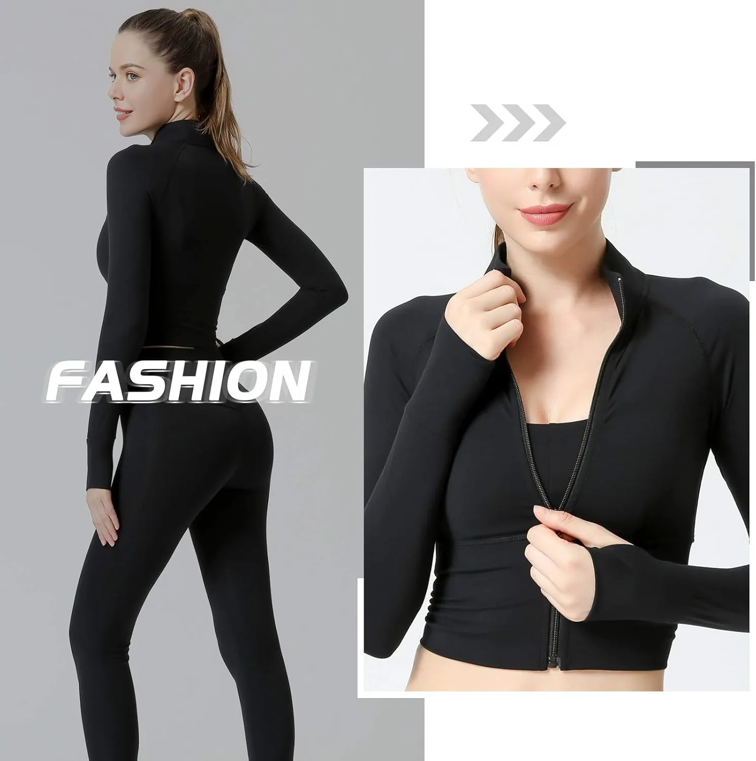 Women's Zip Up Lightweight Workout Athletic Crop Jacket Running Sports Yoga Cropped Top Seamless Fitted Activewear