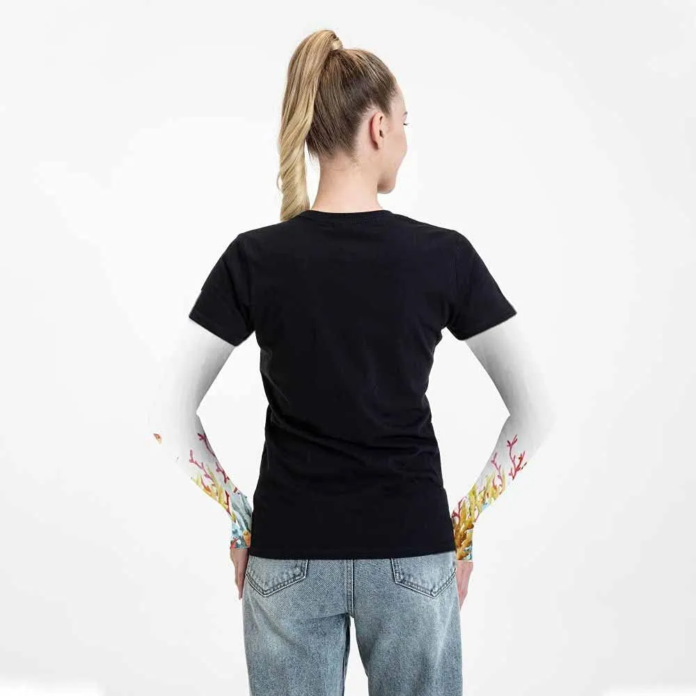 WONDERTIFY Aquarium Coral Animals Cooling Sleeves Plants Fish Underwater Branches Starfish Sea Life Men & Women Arm Sleeves UV Sun Protection Sports Sleeves With Thumb Hole