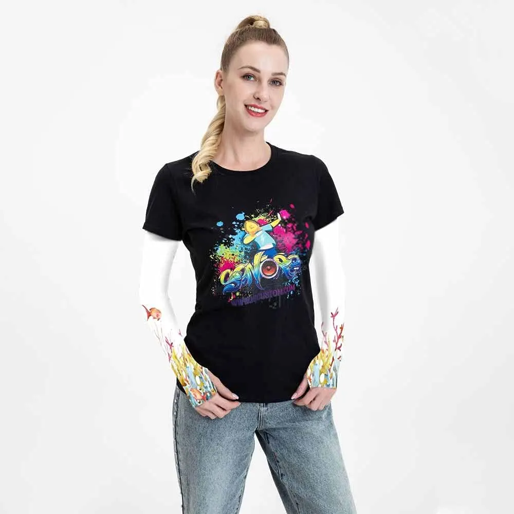 WONDERTIFY Aquarium Coral Animals Cooling Sleeves Plants Fish Underwater Branches Starfish Sea Life Men & Women Arm Sleeves UV Sun Protection Sports Sleeves With Thumb Hole