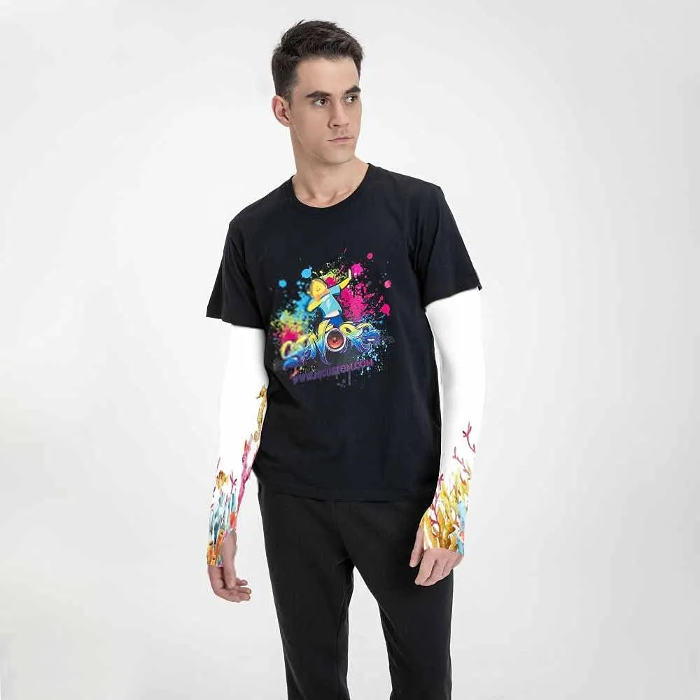 WONDERTIFY Aquarium Coral Animals Cooling Sleeves Plants Fish Underwater Branches Starfish Sea Life Men & Women Arm Sleeves UV Sun Protection Sports Sleeves With Thumb Hole