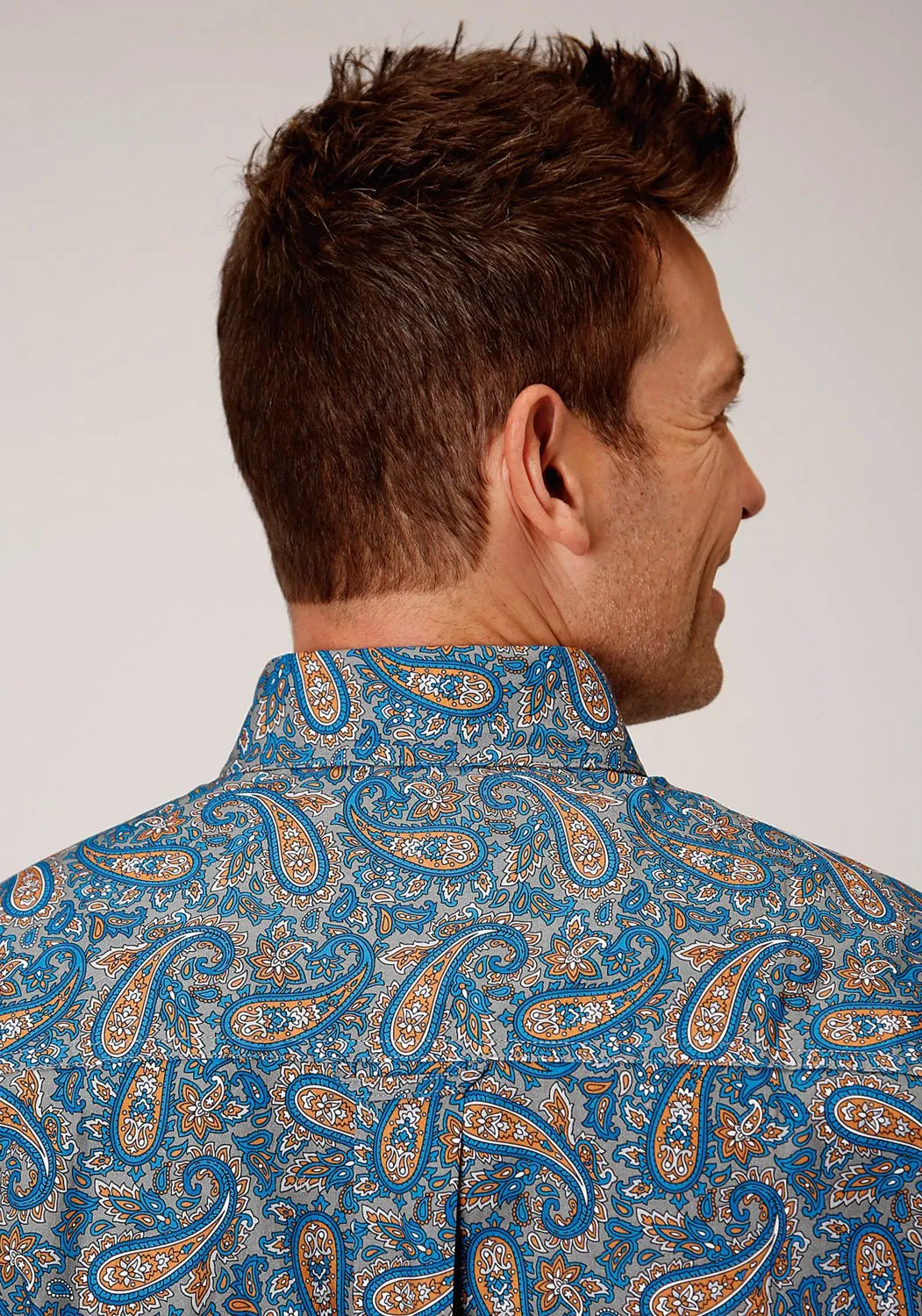 Roper Mens Multi-Color 100% Cotton Amarillo Paisley BD S/S 1 Pkt Shirt Hidden Button Placket
