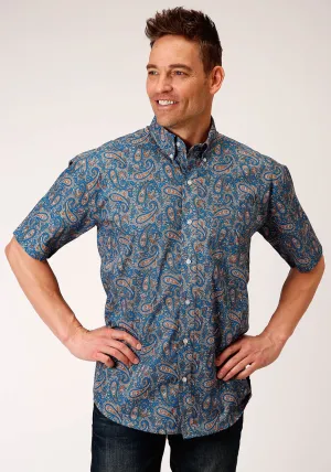 Wool blend Roper Mens Multi-Color 100% Cotton Amarillo Paisley BD S/S 1 Pkt Shirt Roper Mens Multi-Color 100% Cotton Amarillo Paisley BD S/S 1 Pkt Shirt Polished Placket Low Maintenance