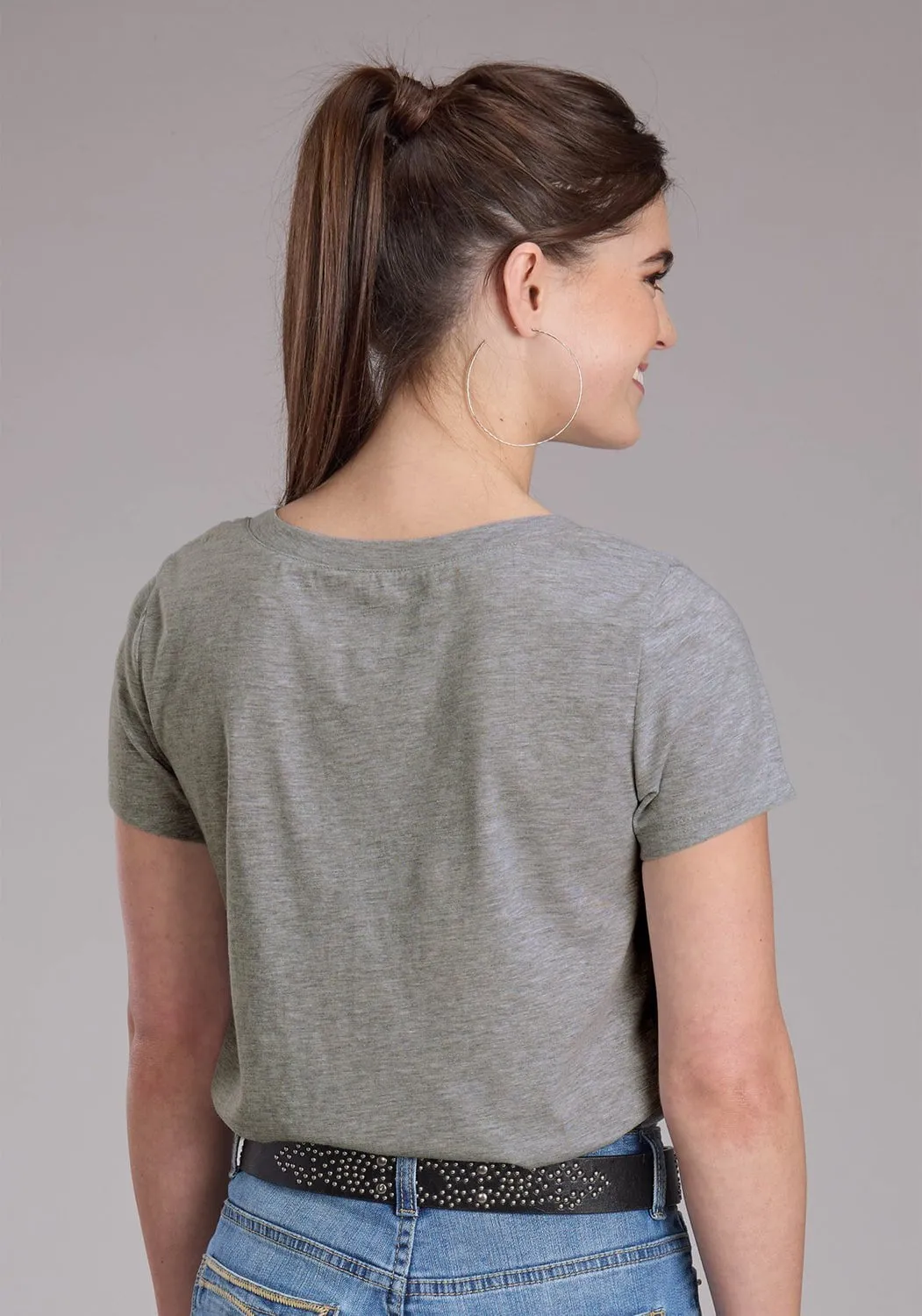 Roper Womens 2448 This Succs Grey Cotton Blend S/S T-Shirt Summer Camp Business Meeting