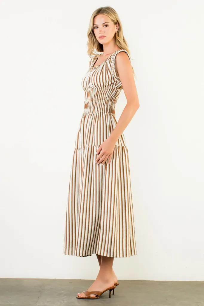 Comfortable Touch Florence Stripe Sleeveless Midi Dress