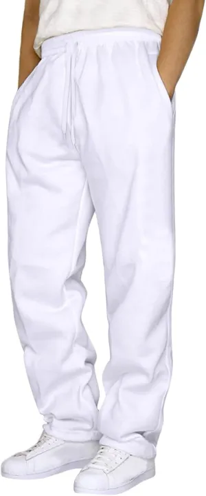Work Pants for Men Men's Casual Pants Big and Tall Hip Hop Pants Casual Solid Color Track Cuff Lace Up Workout