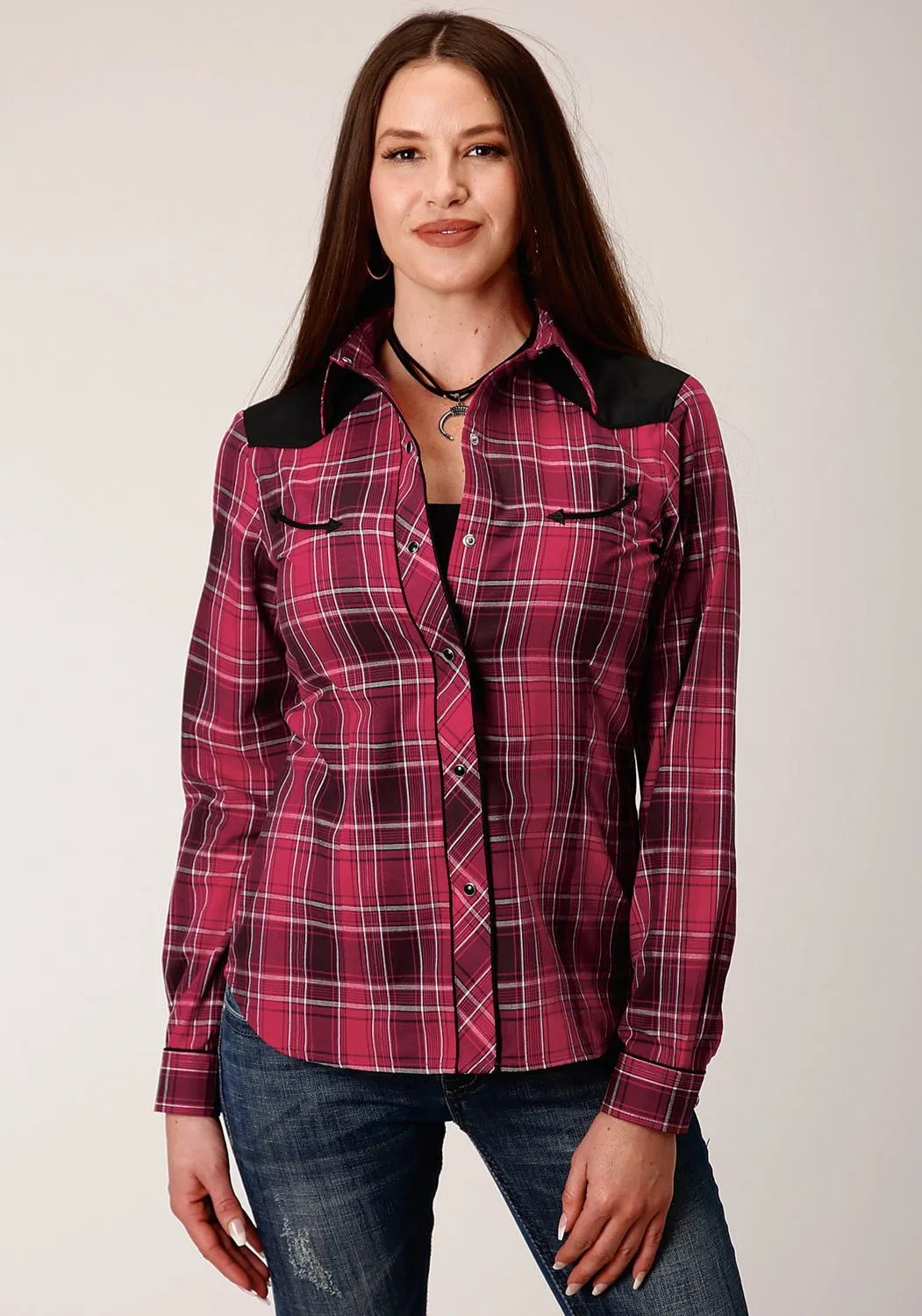Roper Womens 820 Bright Plaid Red Cotton Blend Retro L/S Shirt Multipurpose Utility Unisex wear