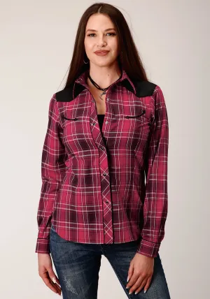 Work Ready Roper Womens 820 Bright Plaid Red Cotton Blend Retro L/S Shirt Seamless Sides decorative element Roper Womens 820 Bright Plaid Red Cotton Blend Retro L/S Shirt