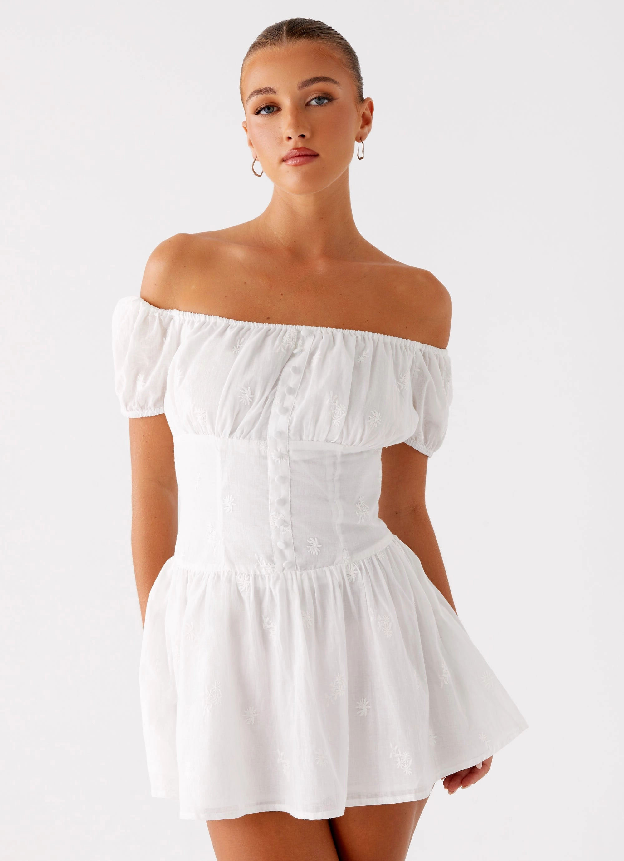 Vacation Outfit Fit Base Anthem Mini Dress - Ivory