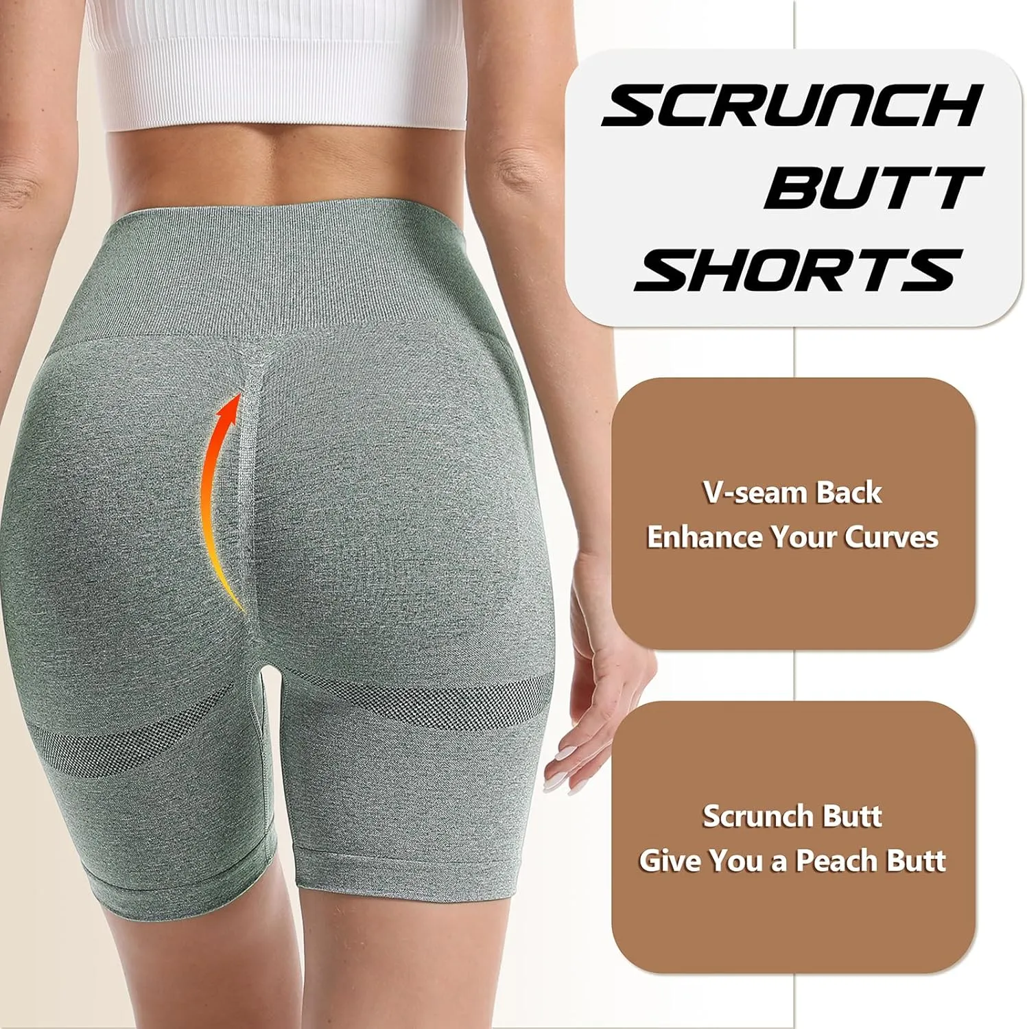 Workout Shorts for Women High Waisted Seamless Booty Biker Shorts Squat Proof Yoga Gym Activewear