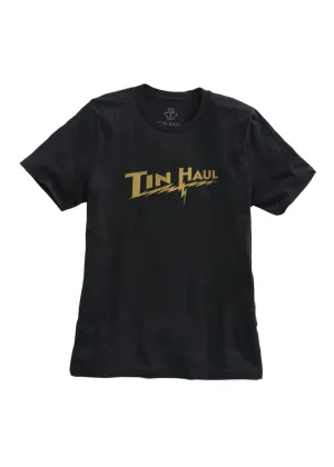 Woven Texture Tin Haul Mens Black 100% Cotton Lightening Bolt S/S T-Shirt Breathable Underarm Vents youth trend Tin Haul Mens Black 100% Cotton Lightening Bolt S/S T-Shirt