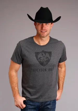 Wrinkle Resistant Stetson Unisex Grey Cotton Blend Eagle Crest S/S T-Shirt Outerwear Companion Stetson Unisex Grey Cotton Blend Eagle Crest S/S T-Shirt