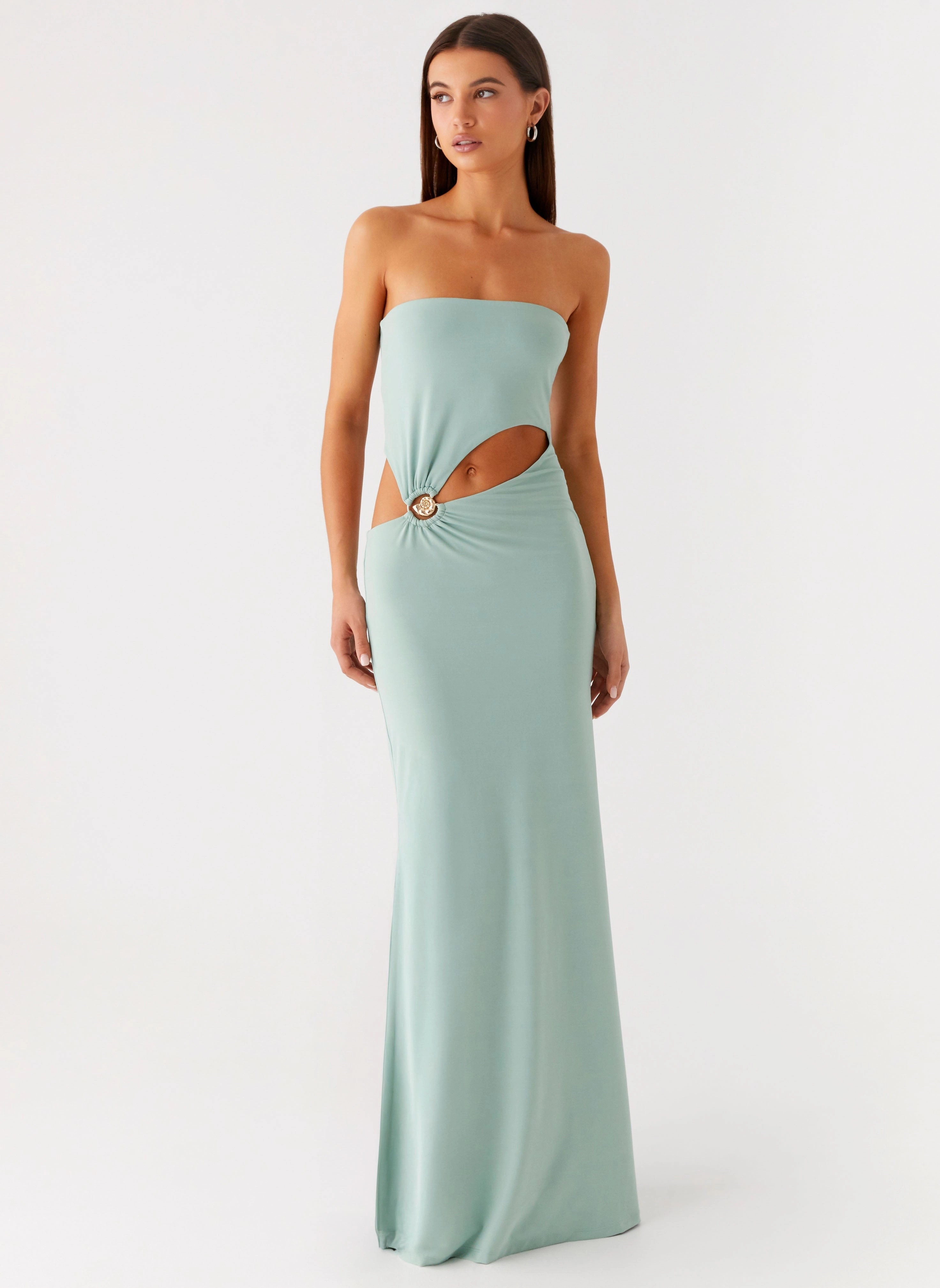 BreathableLining Open Back Laurella Maxi Dress - Sage