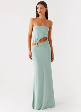 WrinkleResistant Material Laurella Maxi Dress - Sage BreathableLining Open Back Laurella Maxi Dress - Sage