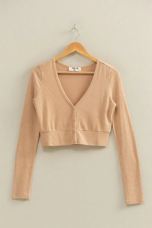 Xiomara Cropped V-neck Long Sleeve Top Fresh Style Breathable Material