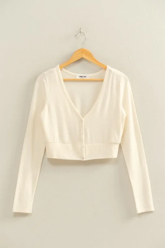 Xiomara Cropped V-neck Long Sleeve Top Fashion-Forward Look Cozy Comfort Fit