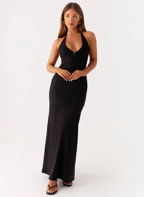 Yaselle Button Front Maxi Dress - Black Comfort - First Mid layer Polished Edge Yaselle Button Front Maxi Dress - Black