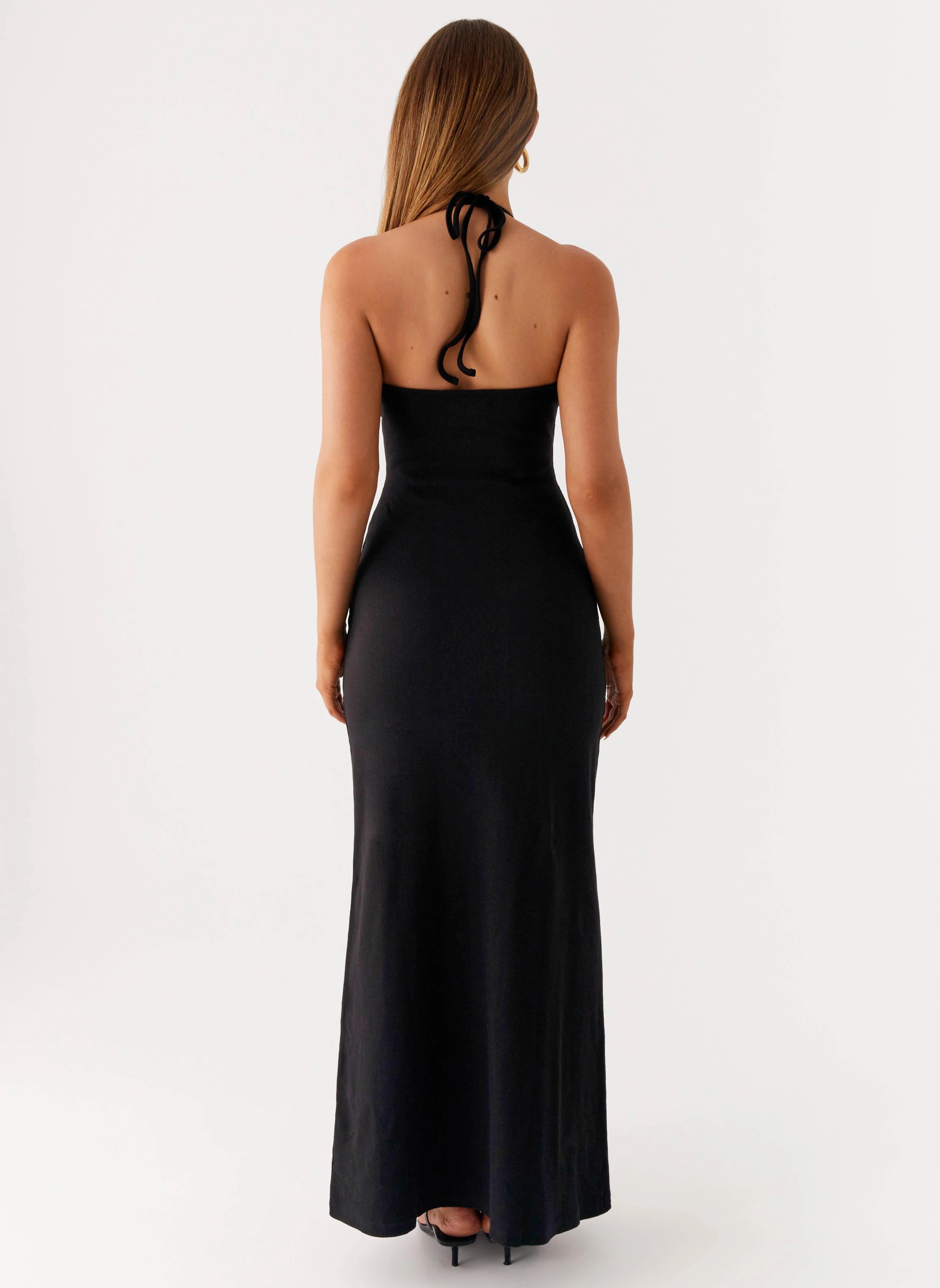 Yaselle Button Front Maxi Dress - Black knee-length