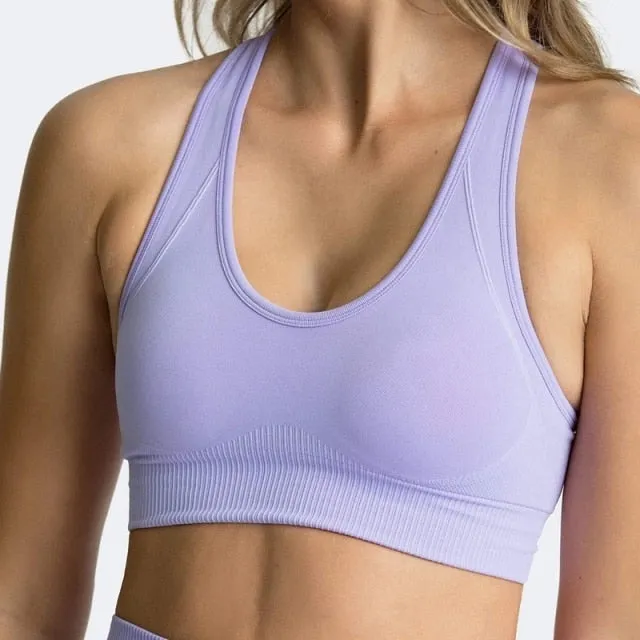 Yoga 2 Piece Set Leggings Elastic Sports Bras Gym Fitness Sportswear Workout Seamless Yoga Suit Sport Wear Suit Woman