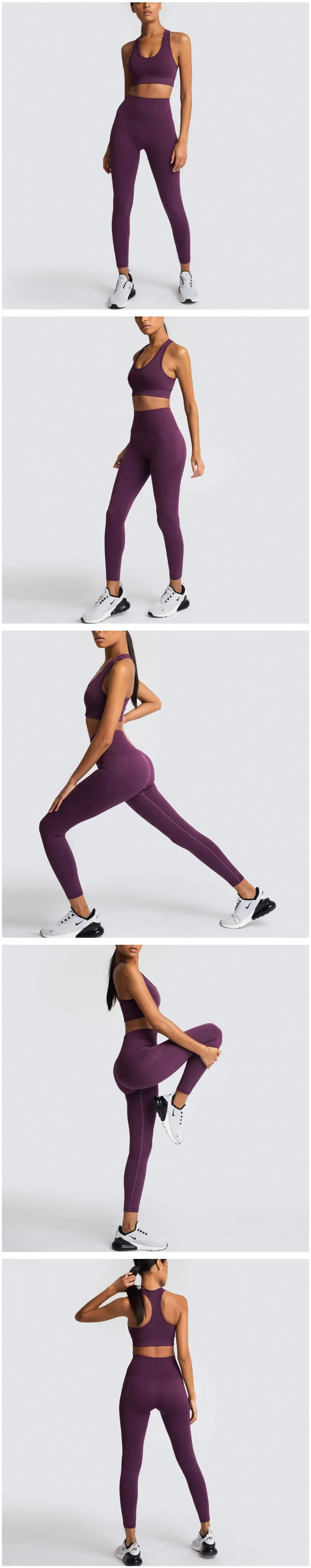 Yoga 2 Piece Set Leggings Elastic Sports Bras Gym Fitness Sportswear Workout Seamless Yoga Suit Sport Wear Suit Woman