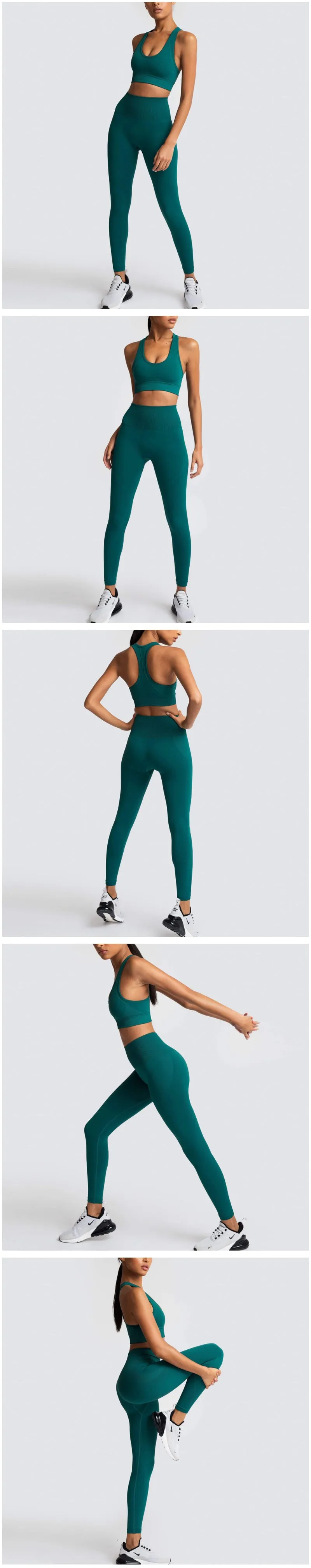 Yoga 2 Piece Set Leggings Elastic Sports Bras Gym Fitness Sportswear Workout Seamless Yoga Suit Sport Wear Suit Woman