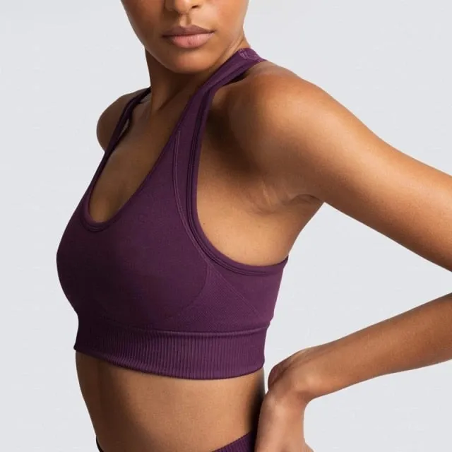 Yoga 2 Piece Set Leggings Elastic Sports Bras Gym Fitness Sportswear Workout Seamless Yoga Suit Sport Wear Suit Woman